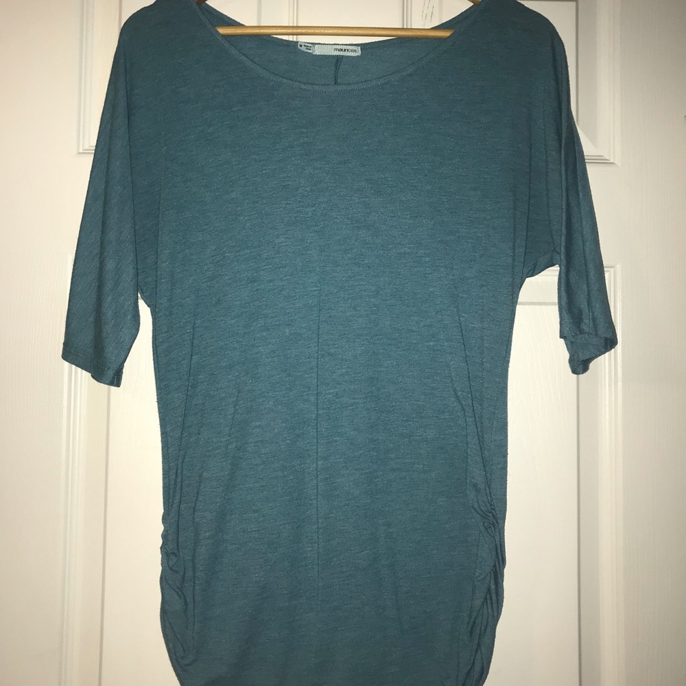 Teal fitted tunic with cinched sides